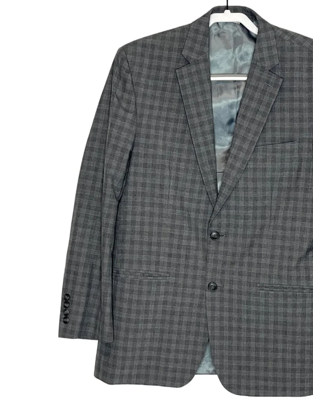 Haggar Mens 40R Gray Plaid Blazer Sport Coat Classic Fit Jacket